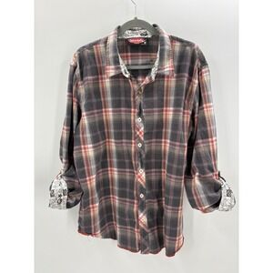 Mambo Australia‎ Mens Plaid Button Up Shirt Long Sleeve Casual Cotton Size XL